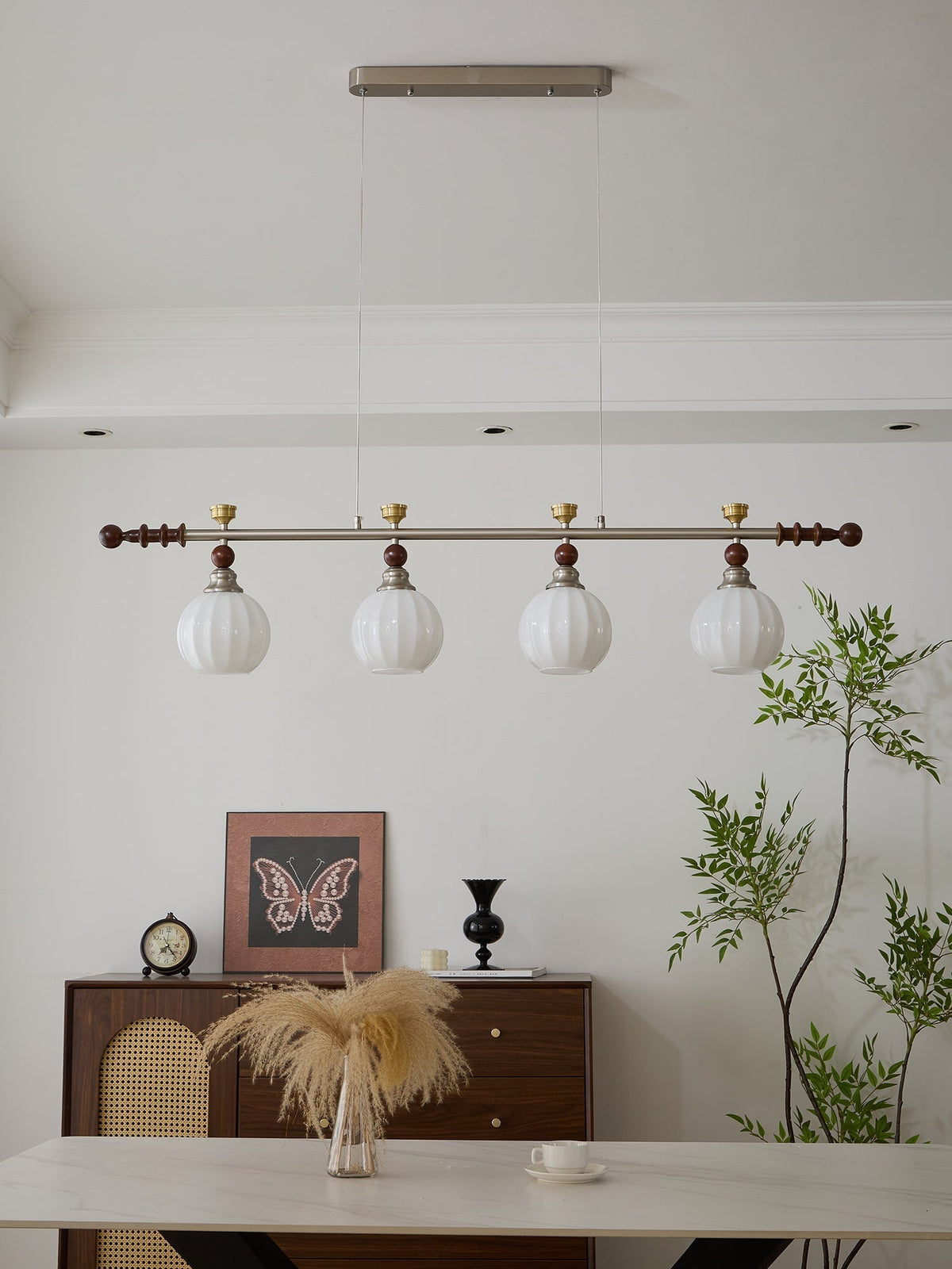Otheia Eleganza vintage lineare in legno lampada a sospensione