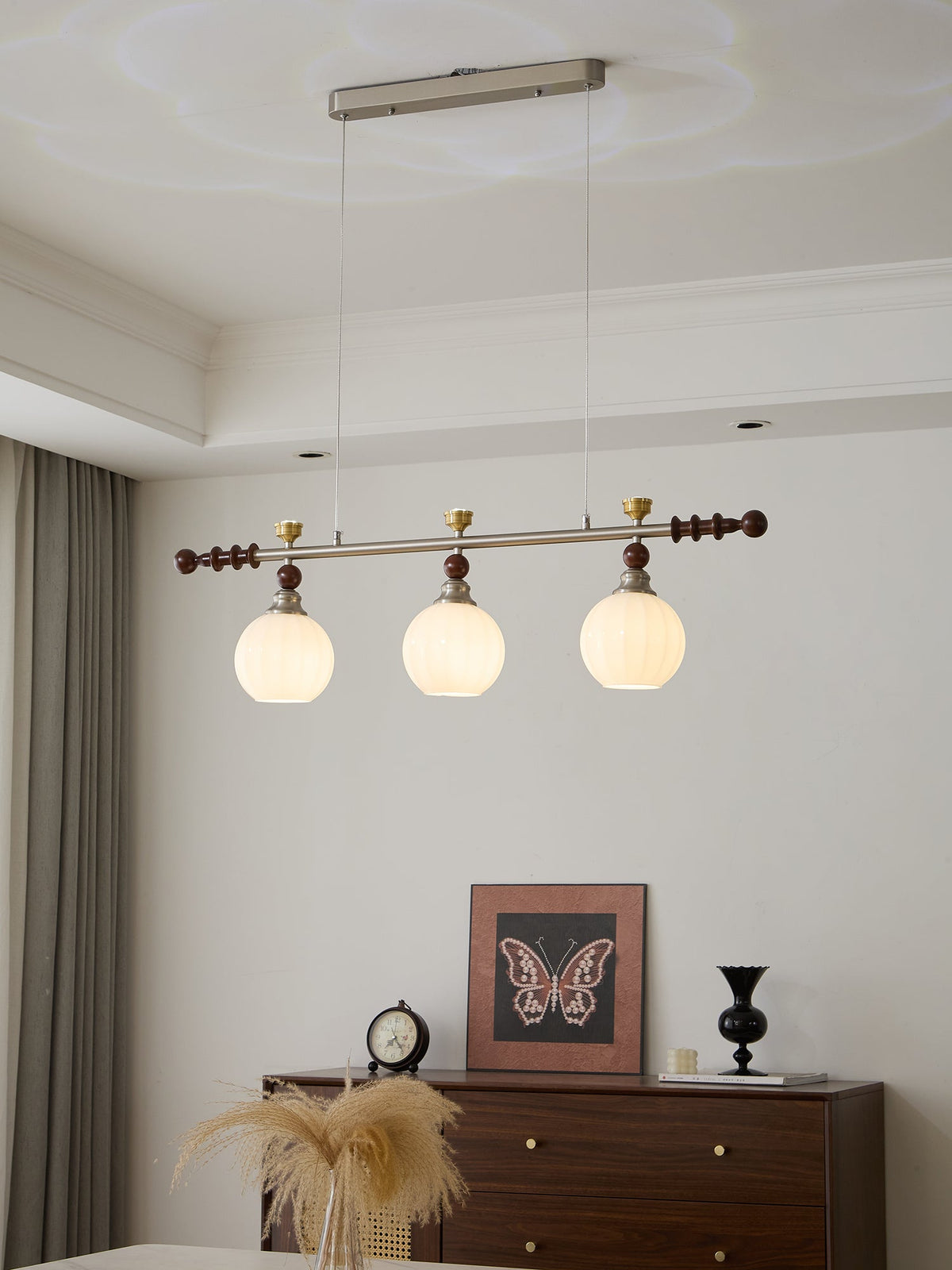 Otheia Eleganza vintage lineare in legno lampada a sospensione