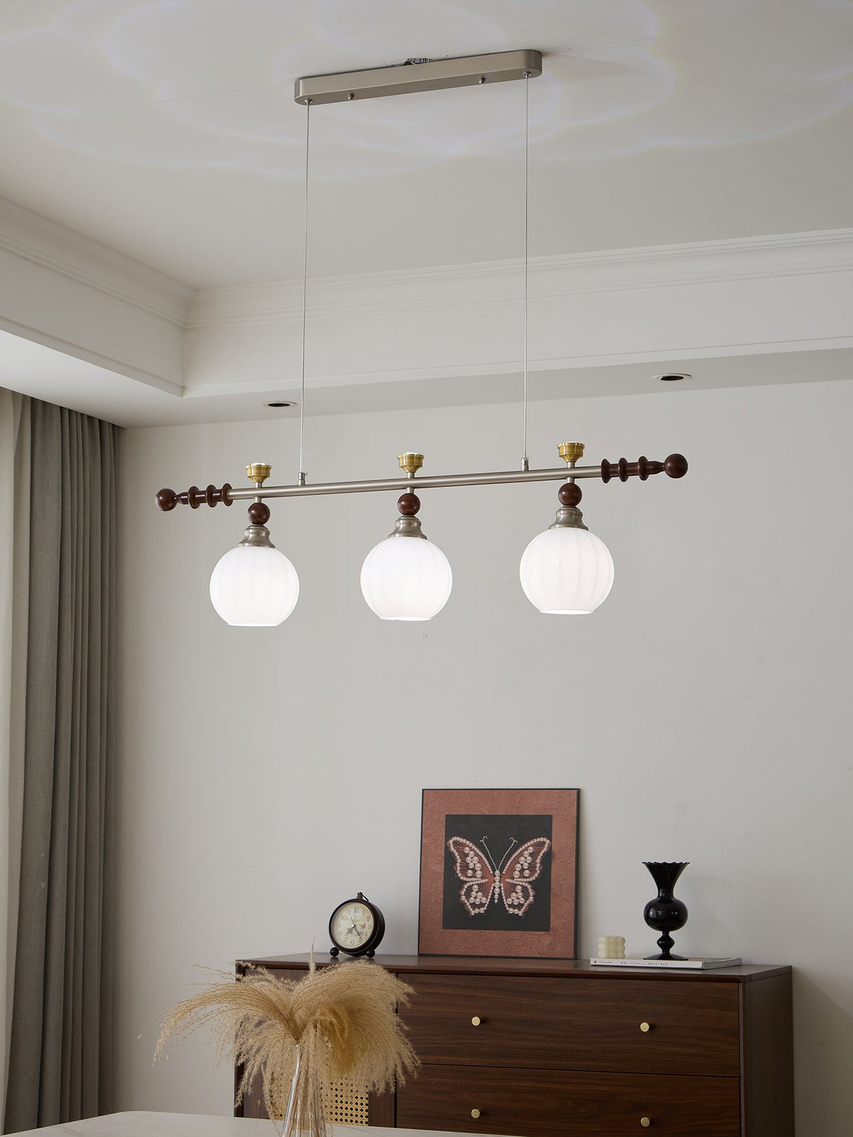 Otheia Eleganza vintage lineare in legno lampada a sospensione