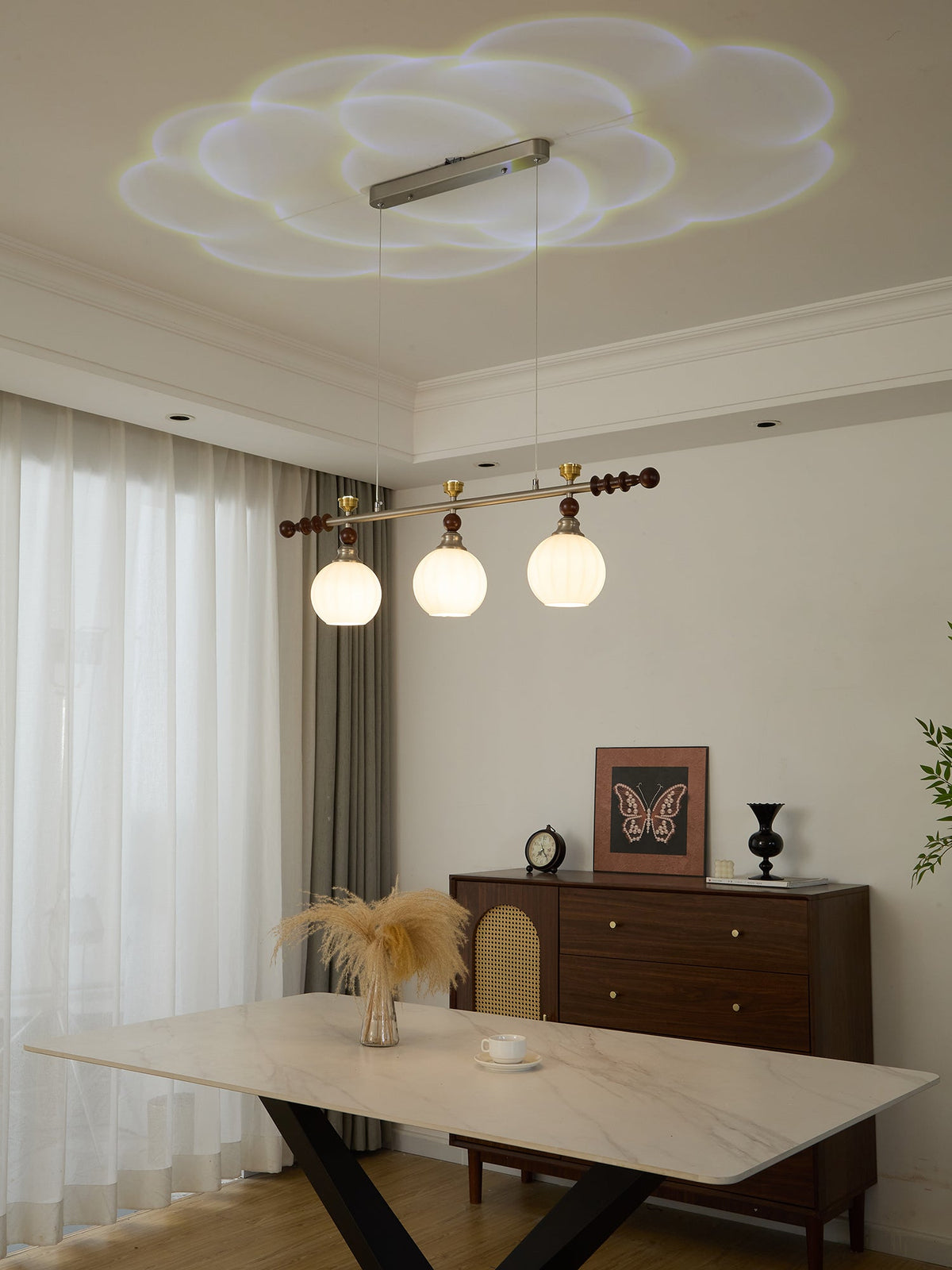 Otheia Eleganza vintage lineare in legno lampada a sospensione