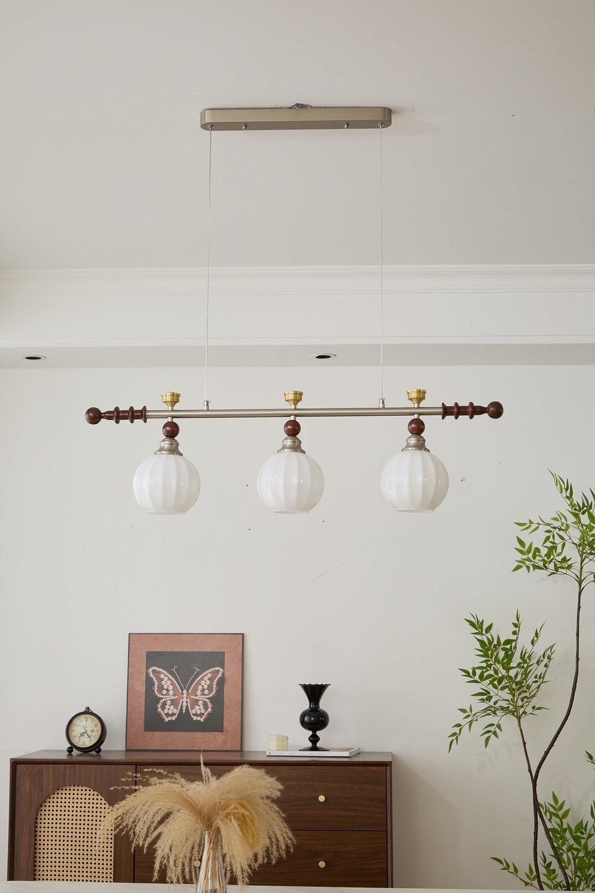 Otheia Eleganza vintage lineare in legno lampada a sospensione