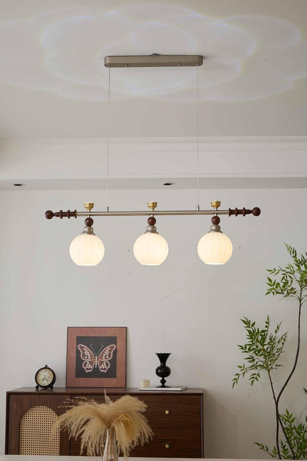 Otheia Eleganza vintage lineare in legno lampada a sospensione