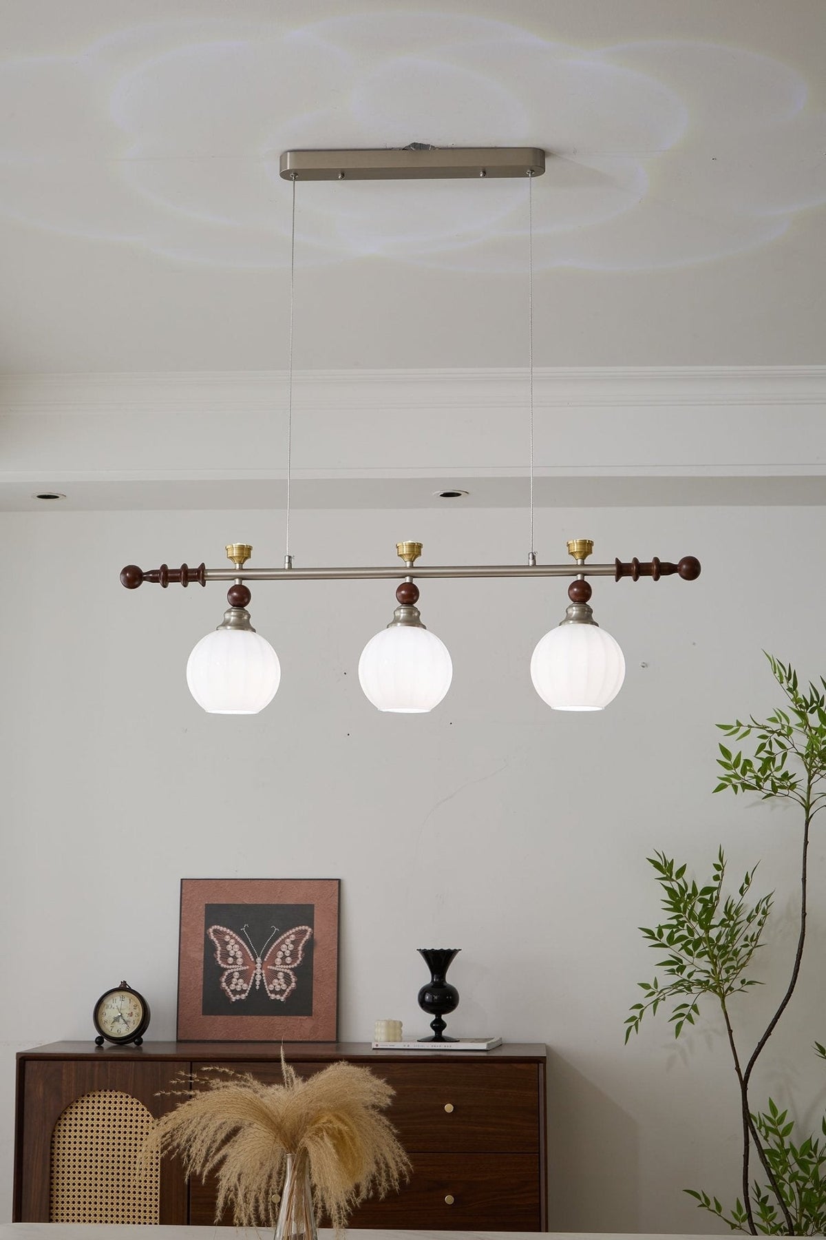 Otheia Eleganza vintage lineare in legno lampada a sospensione