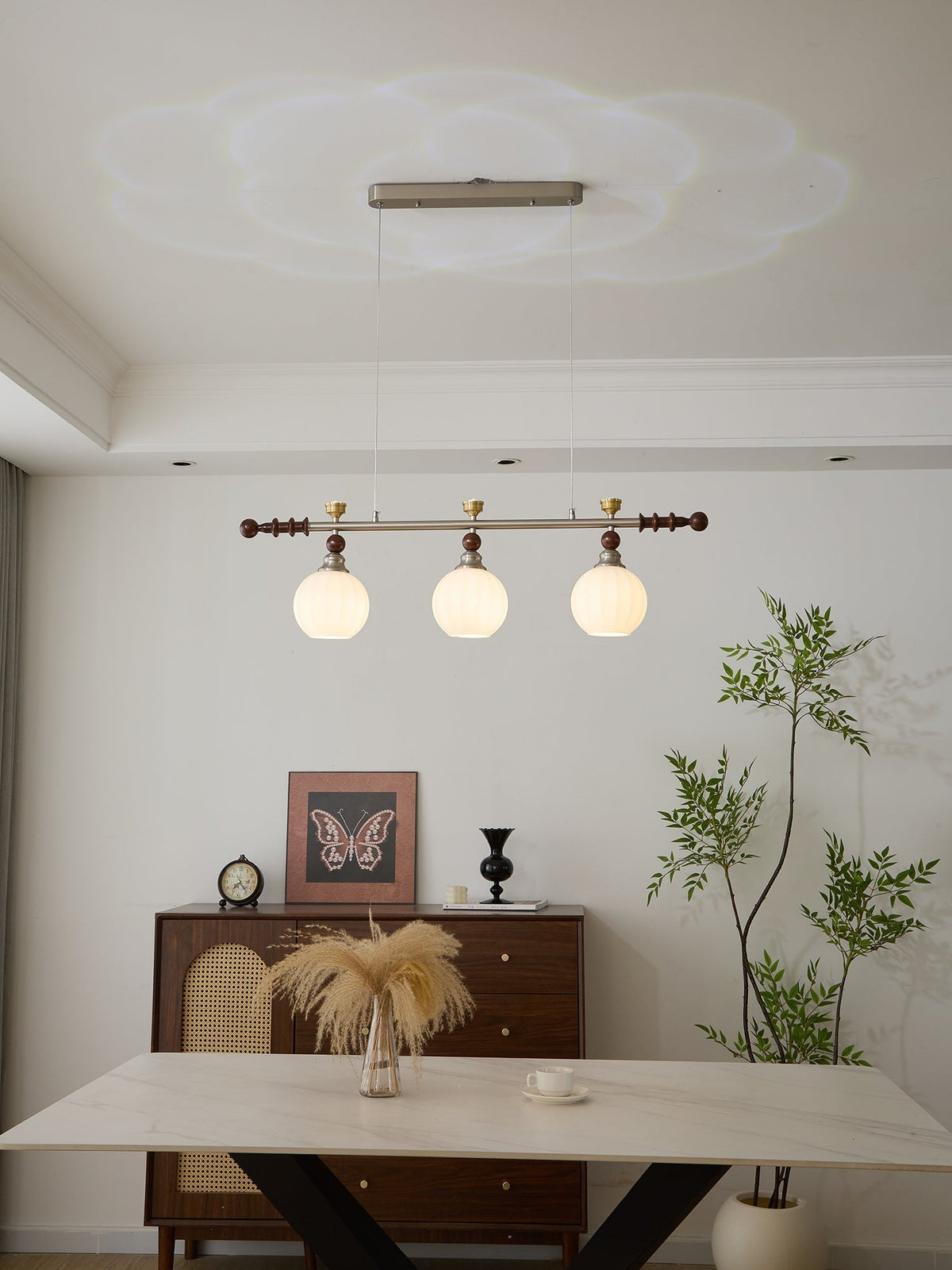 Otheia Eleganza vintage lineare in legno lampada a sospensione