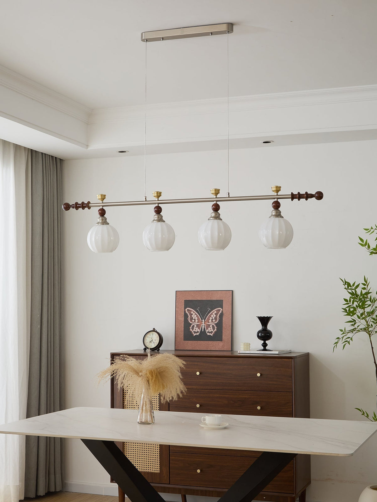 Otheia Eleganza vintage lineare in legno lampada a sospensione