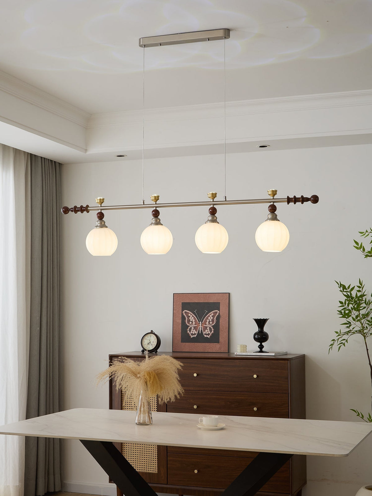 Otheia Eleganza vintage lineare in legno lampada a sospensione