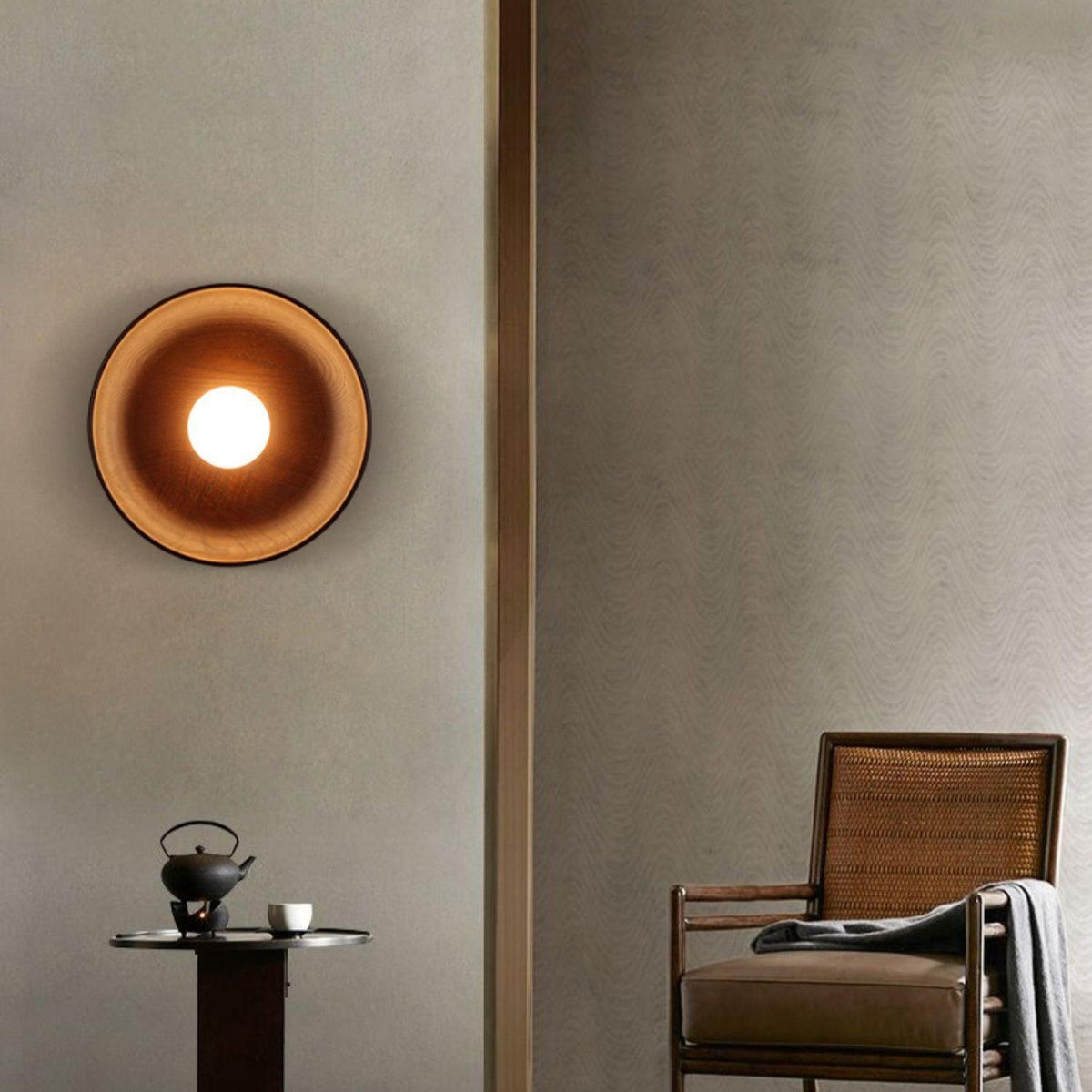 Sirixa lampada da parete in vetro e legno moderno minimalista