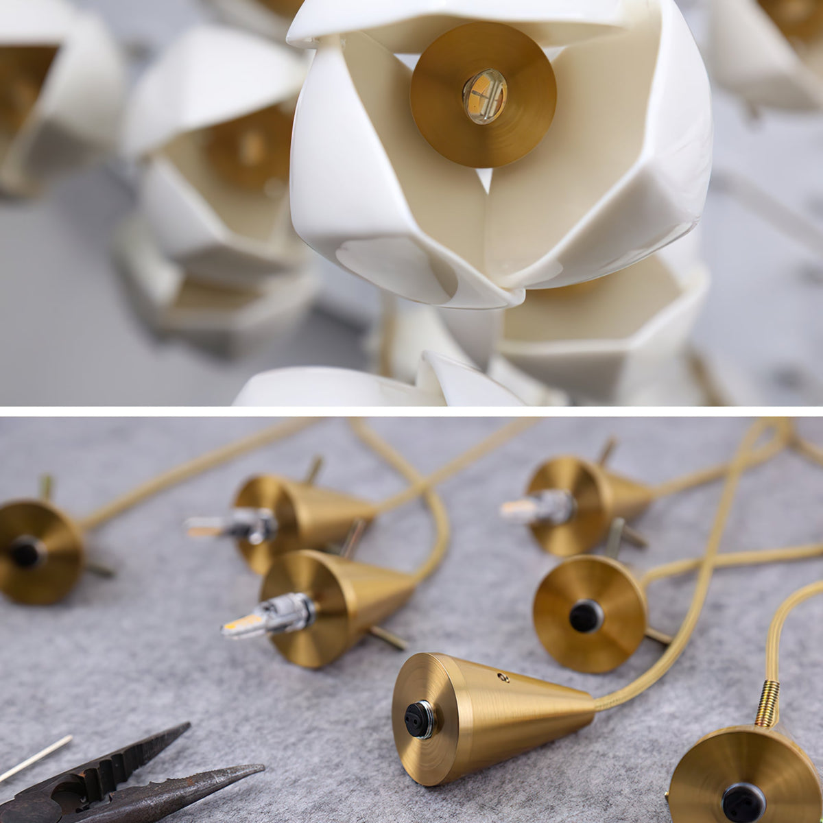 Fioenaya lampada a sospensione in Ceramica bianca con Motivo Florale floreale