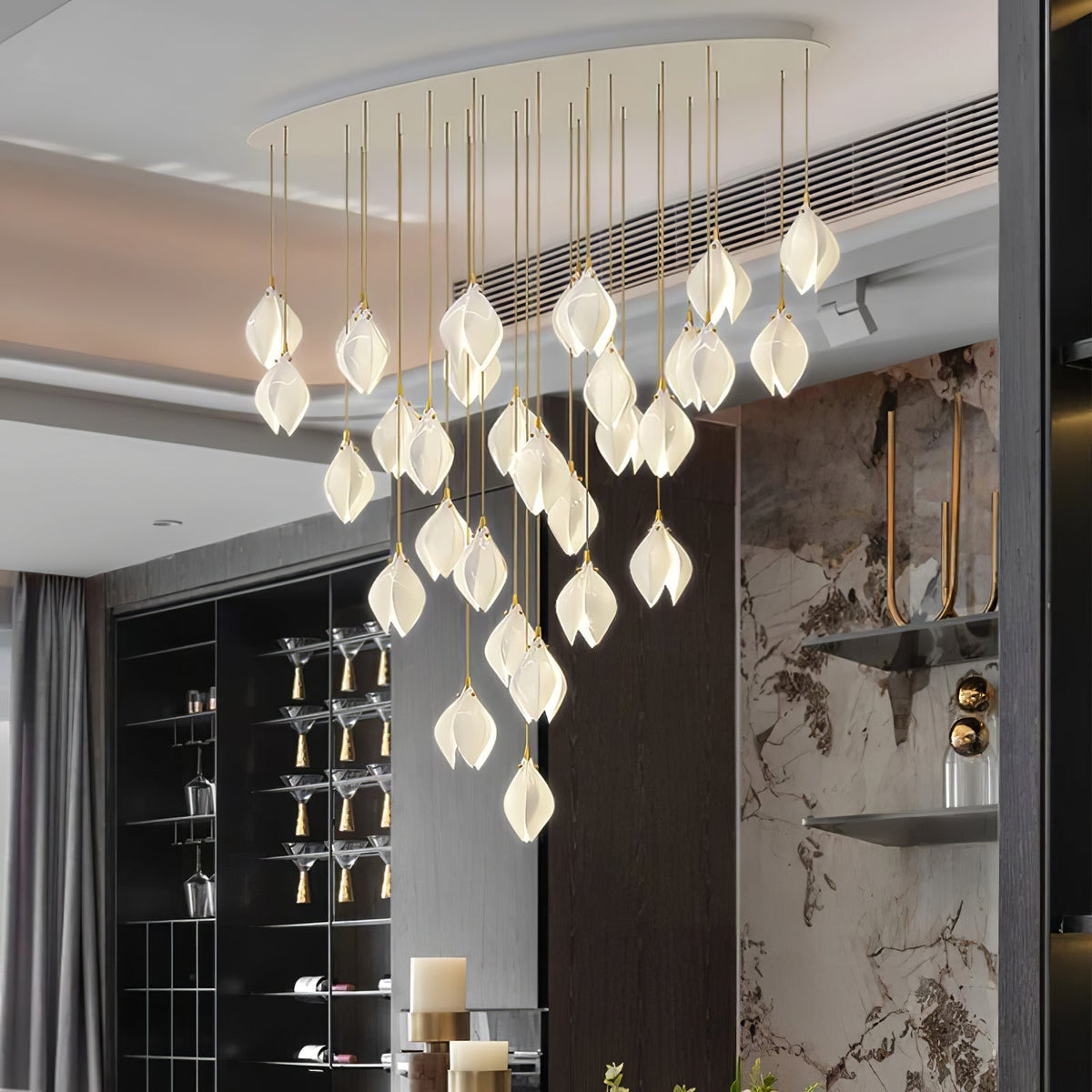 Fioenaya lampada a sospensione in Ceramica bianca con Motivo Florale floreale