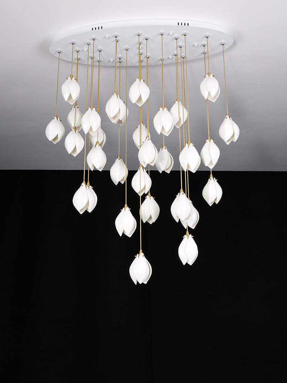 Fioenaya lampada a sospensione in Ceramica bianca con Motivo Florale floreale