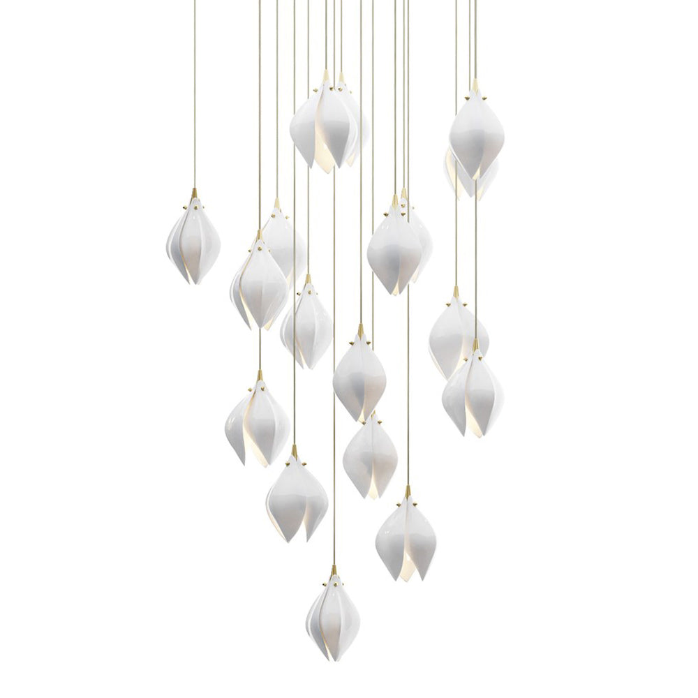 Fioenaya lampada a sospensione in Ceramica bianca con Motivo Florale floreale