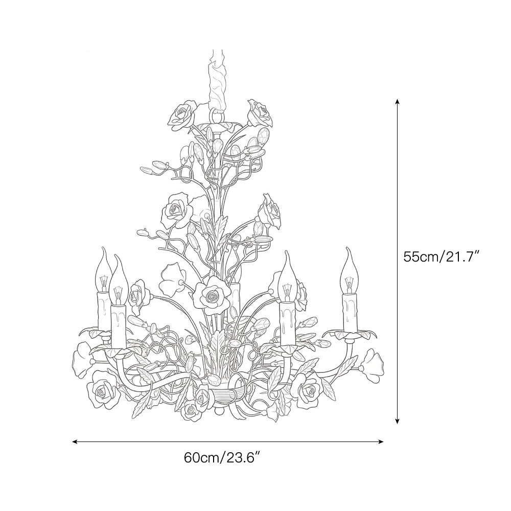 Lampadario Rampicante di Rose in Ceramica Rosa