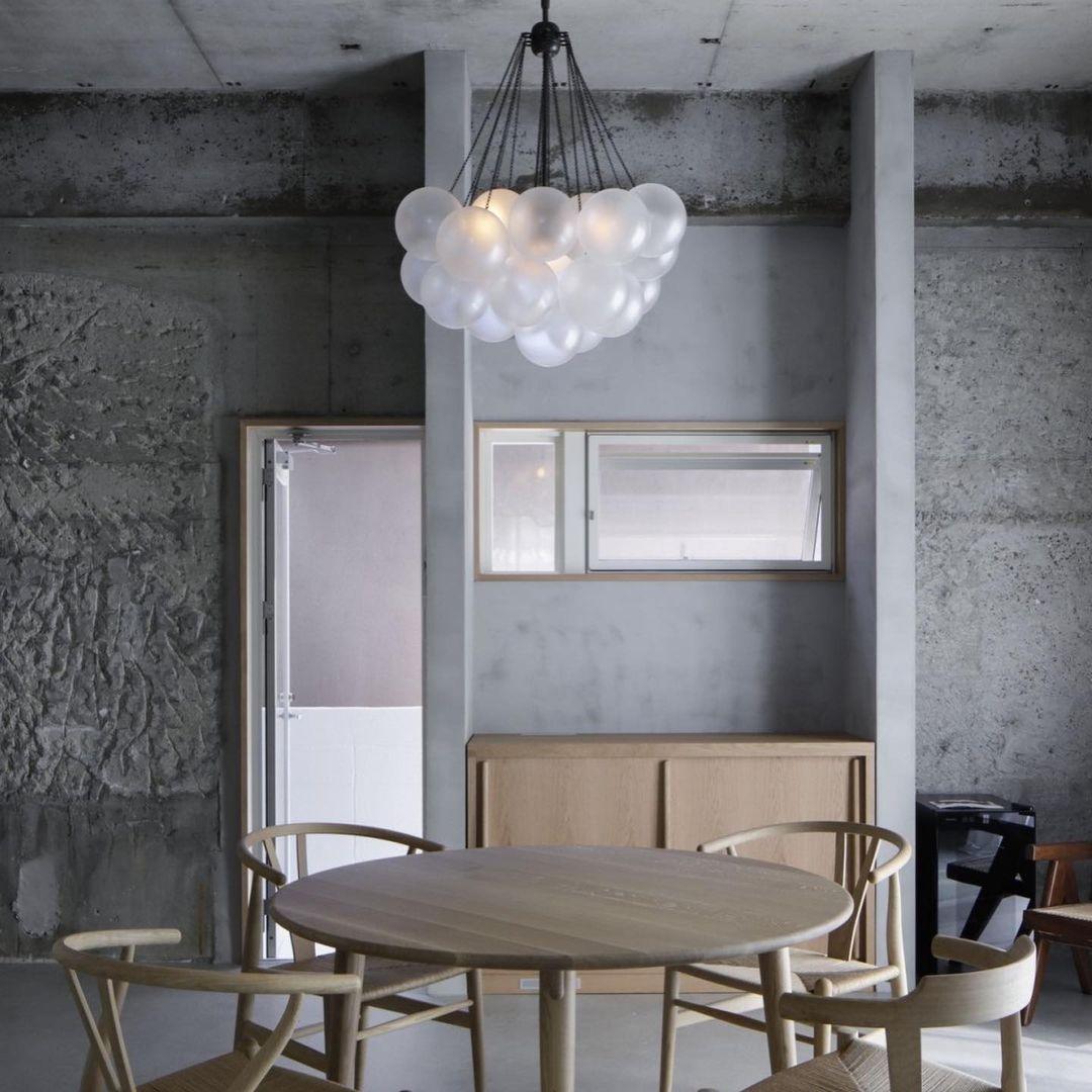 Lustra Lux Lampadario con Bolle in Vetro Satinato - Relic Pieces