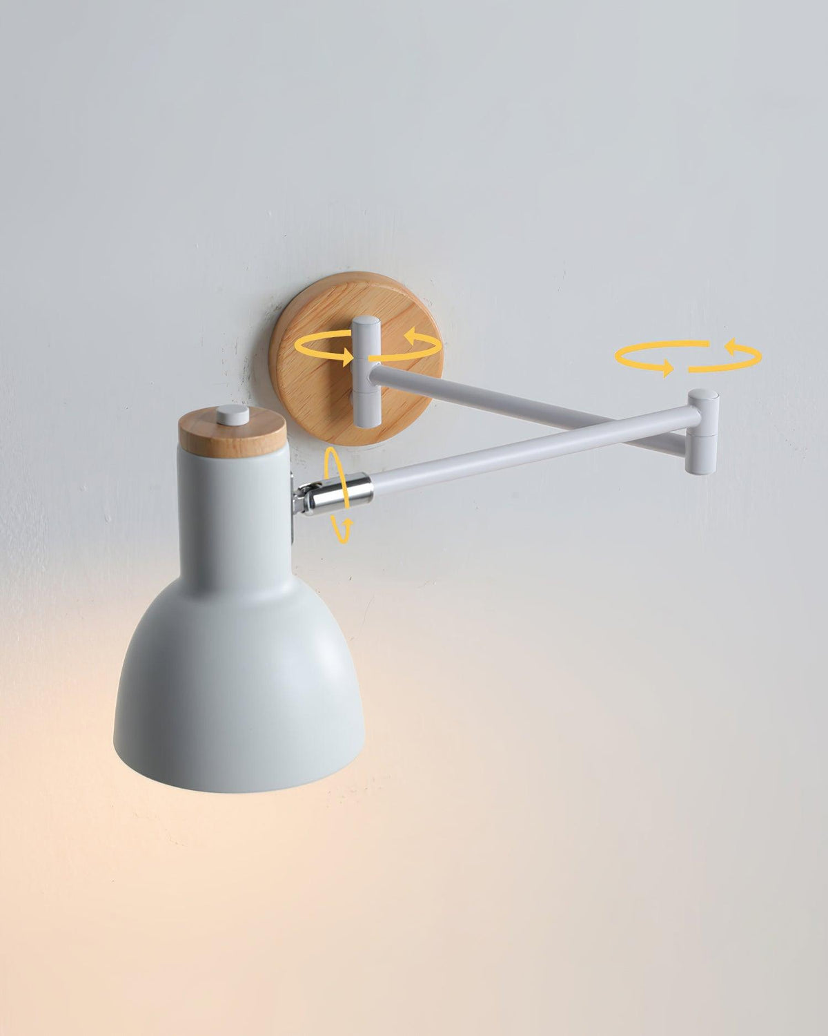 Lampada da parete Braccio Regolabile Paralume a Cono Base in legno Studio moderno