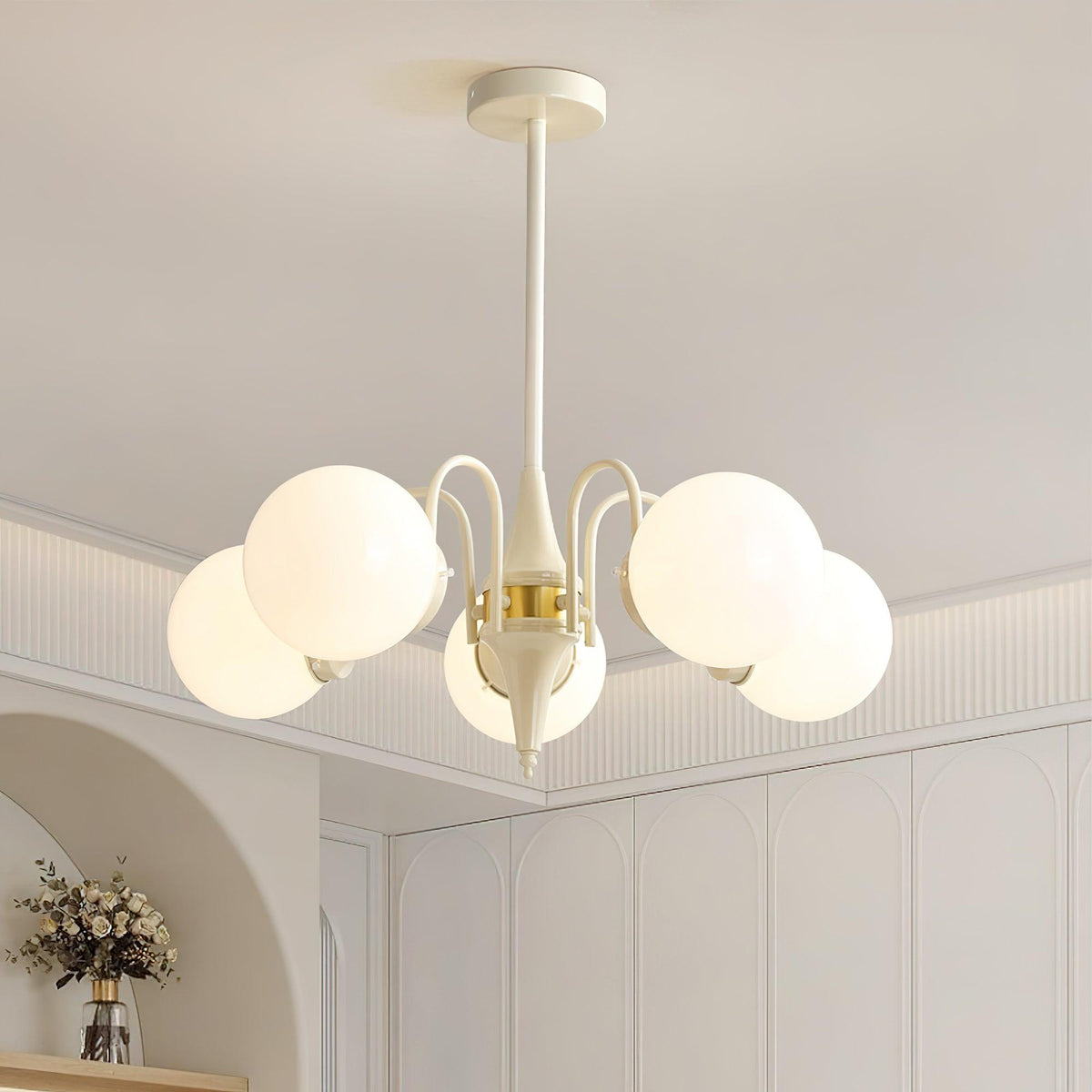 Elauian lampadario sfera Crema moderno