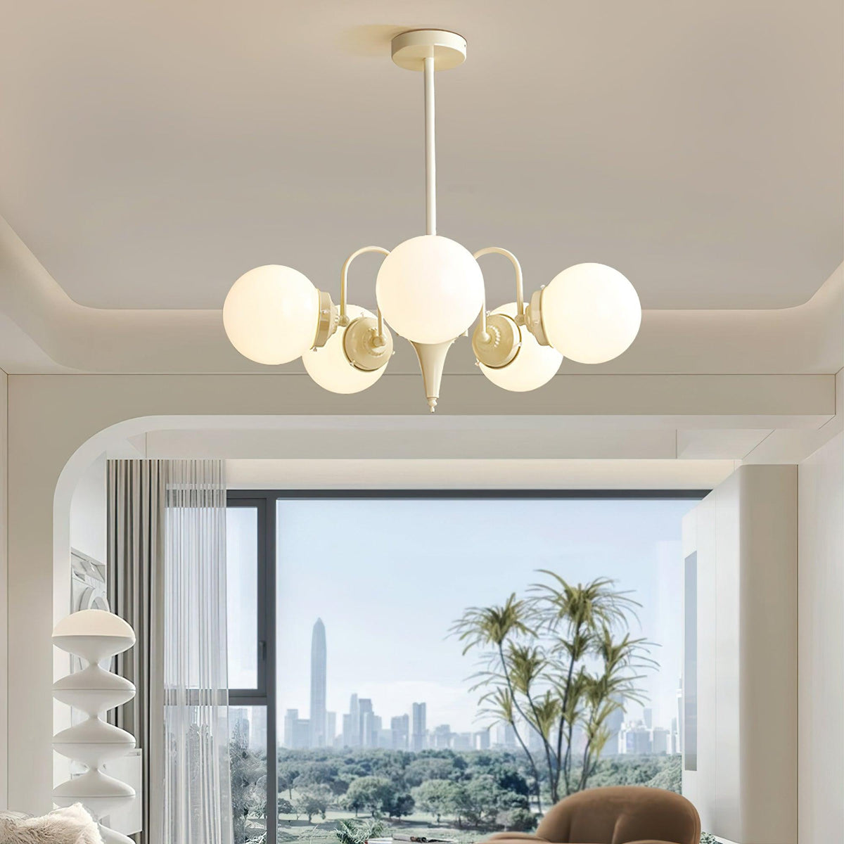 Elauian lampadario sfera Crema moderno