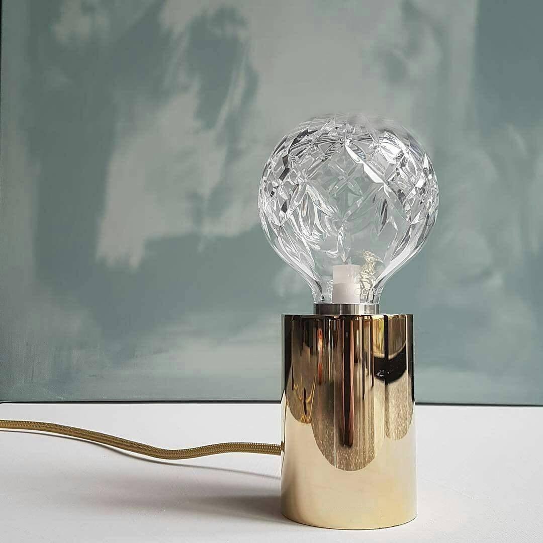 Lyrician lampada da tavolo in ottone e vetro industriale