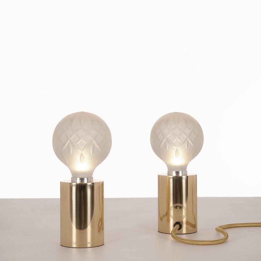 Lyrician lampada da tavolo in ottone e vetro industriale
