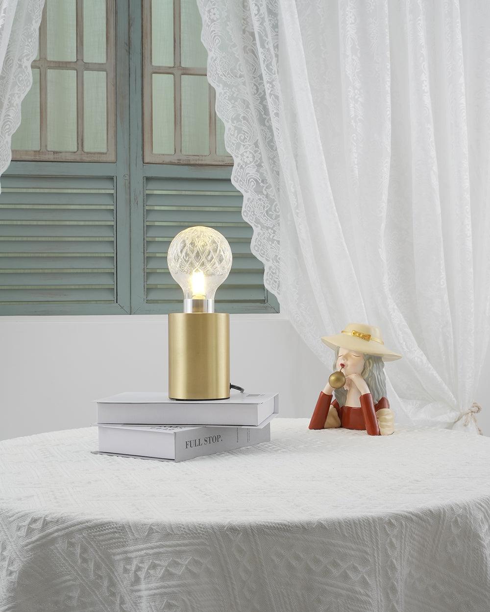 Lyrician lampada da tavolo in ottone e vetro industriale