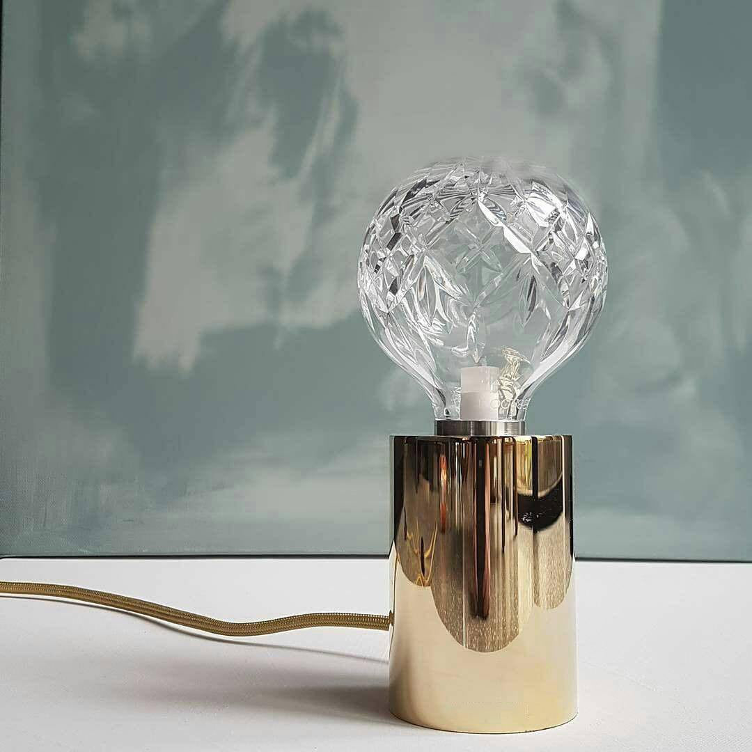 Lyrician lampada da tavolo in ottone e vetro industriale