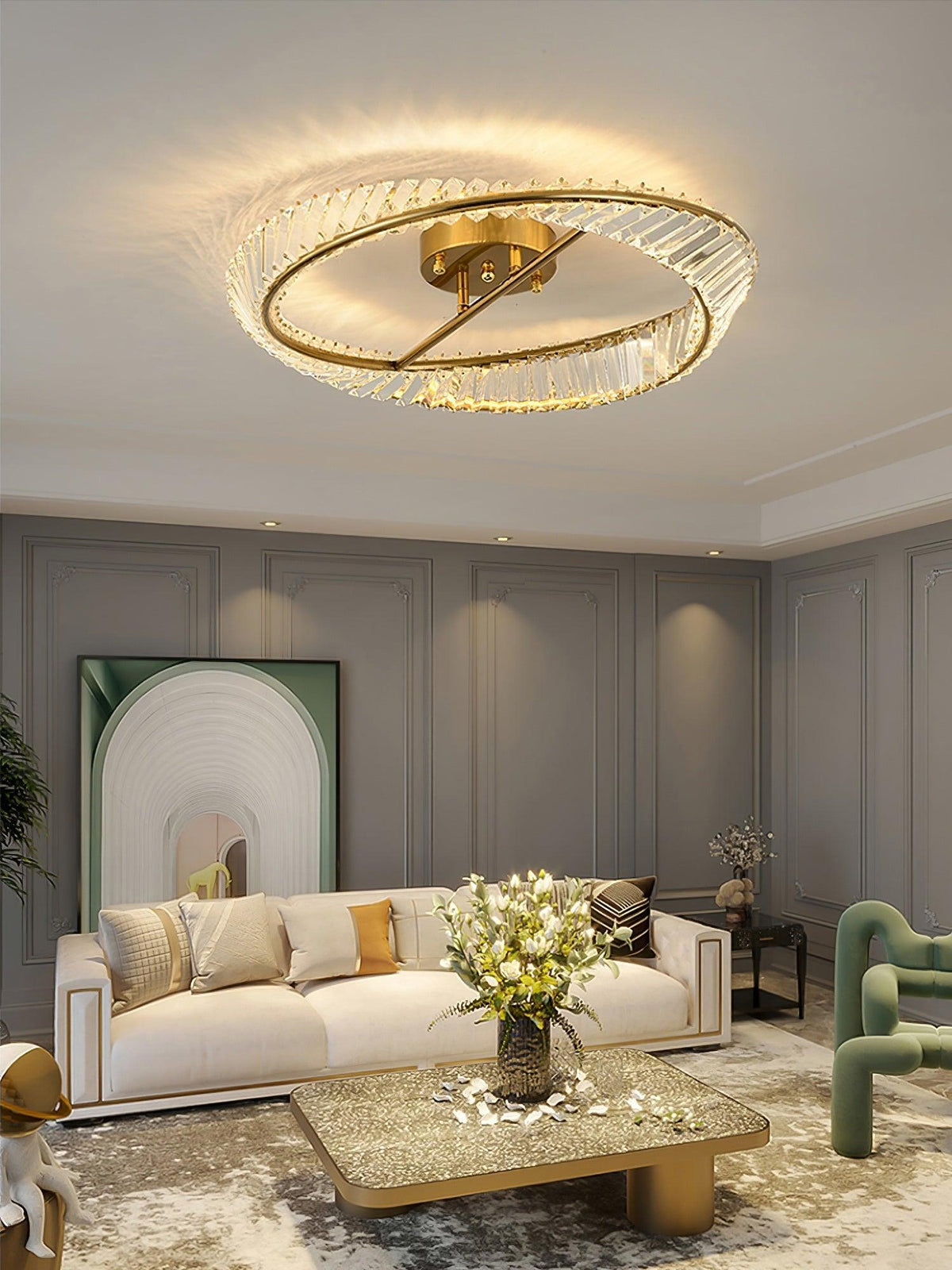 Elyaniella lampada da soffitto Anelli in cristallo Acciaio inox