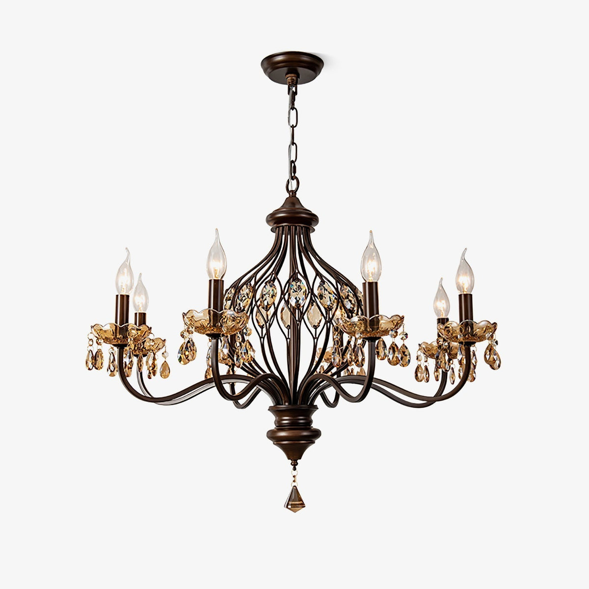 Enorel lampadario in cristallo vintage con finitura bronzo