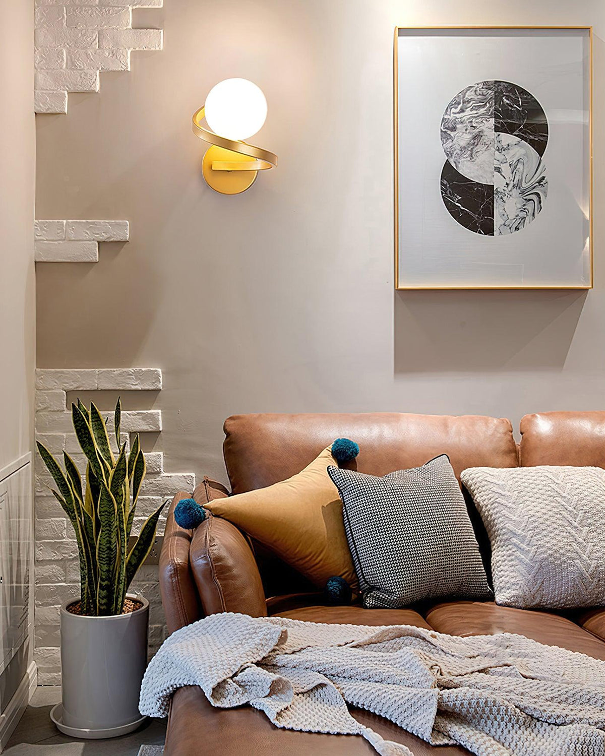 Yvian lampada da parete moderna minimalista in ottone e vetro