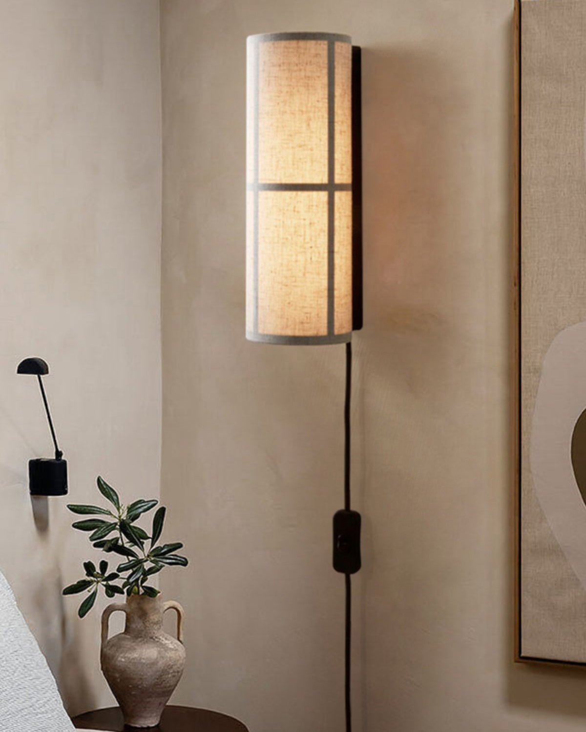 Seraniella lampada da parete Cilindrica in tessuto Art Nordic con spina