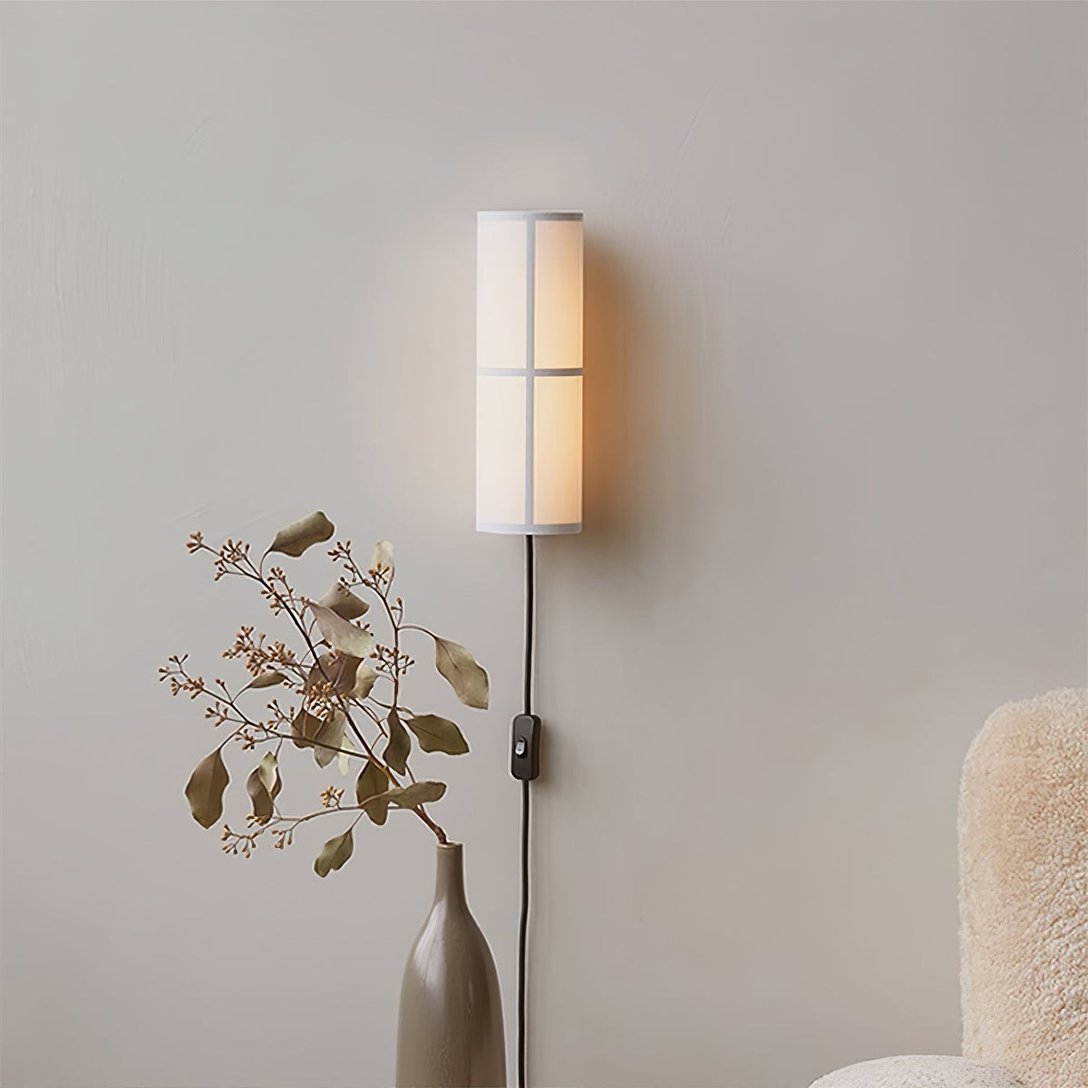 Seraniella lampada da parete Cilindrica in tessuto Art Nordic con spina