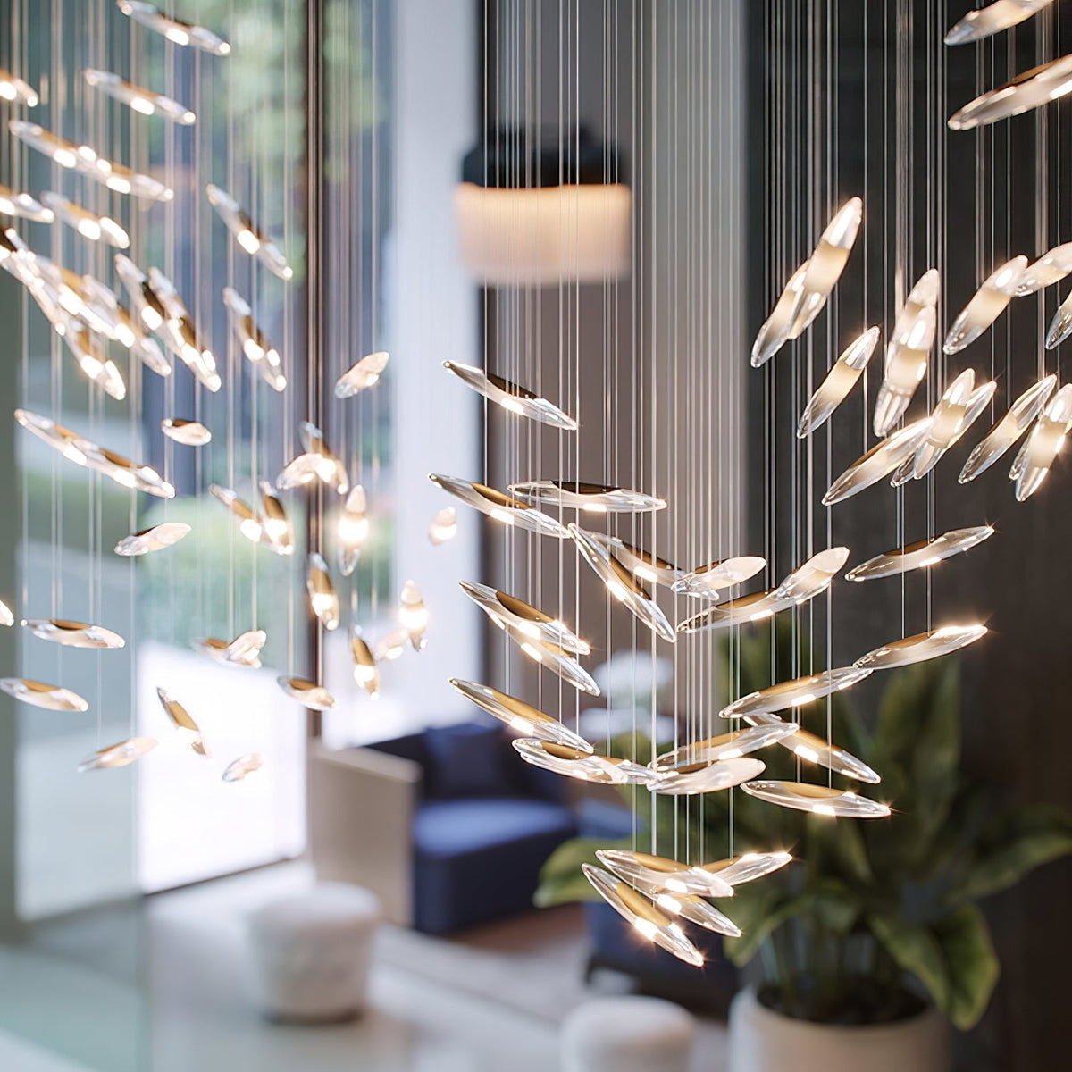 Hylor lampadario Luxury Moonlight Whispers in vetro