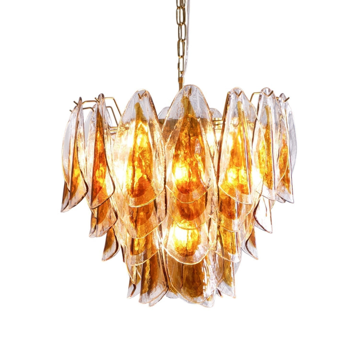 Lioraora lampadario foglia ambra vetro Stratificato Calore organico