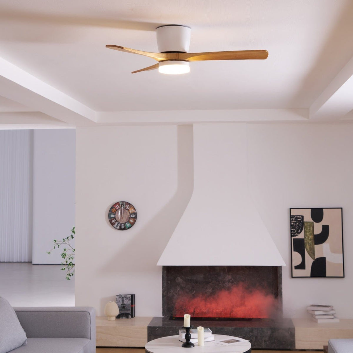 Elena Ventilatore da soffitto con luce in legno moderno