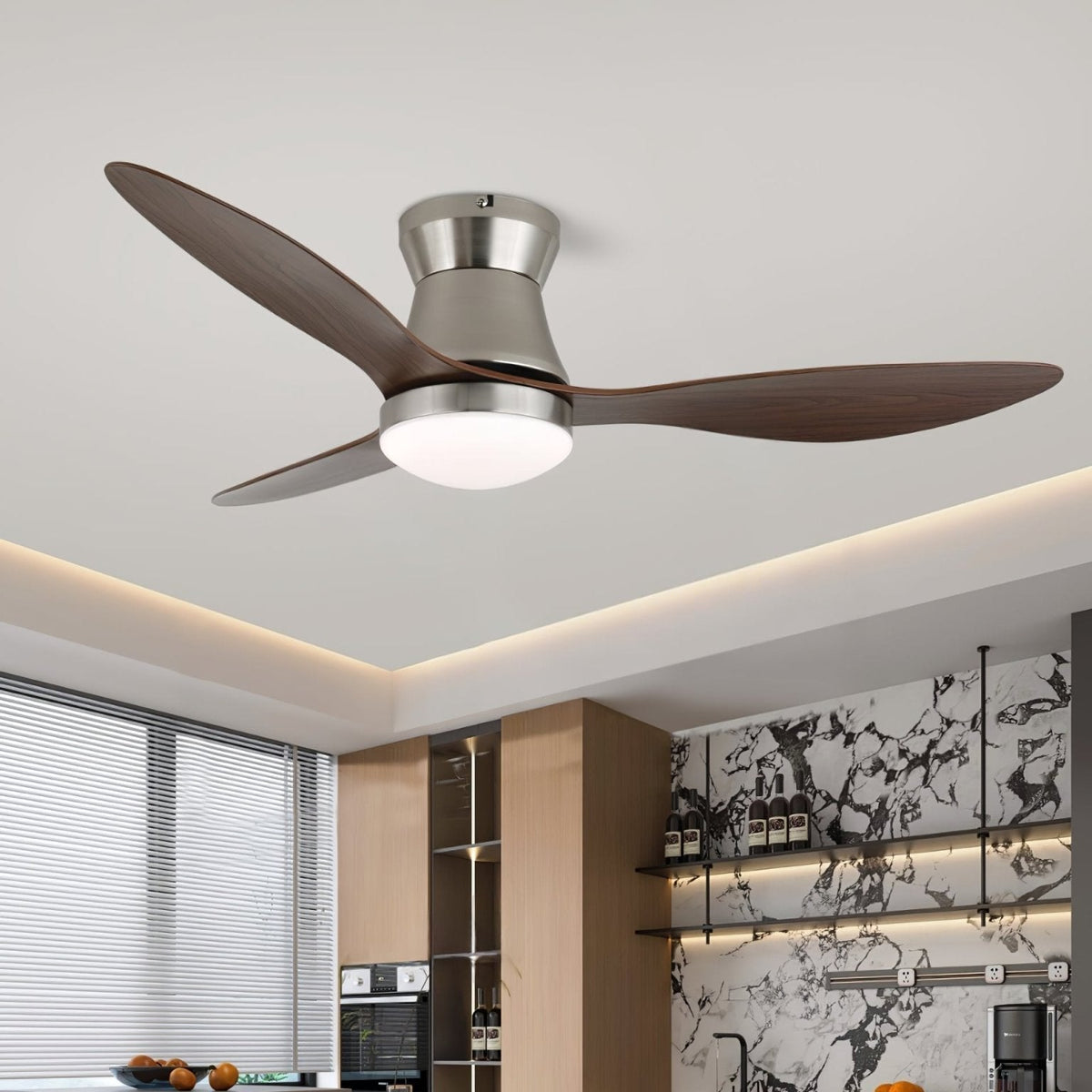 Zerath Ventilatore da soffitto con luce in legno moderno