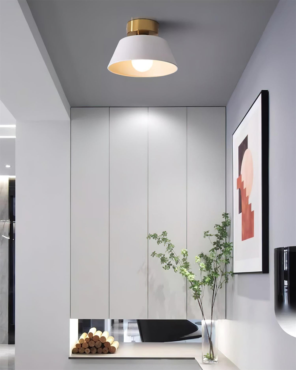 Lampada da soffitto plafoniera moderna minimalista con rosone in metallo