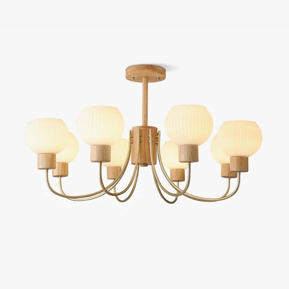 Sylorine lampadario in legno 6 luci Eleganti in vetro