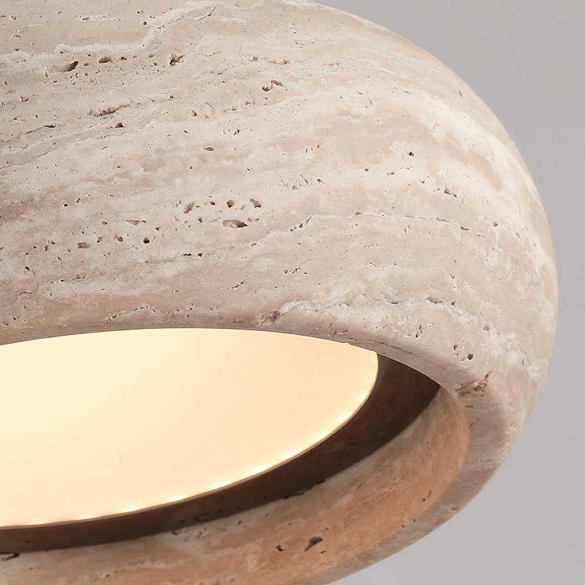 Donut lampada a sospensione in travertino