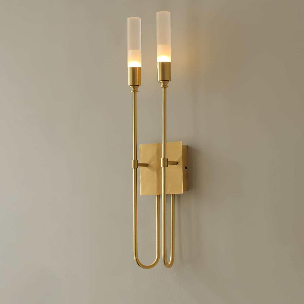 Lustra Applique Due Asti Ottone Tubi Smerigliati - Relic Pieces