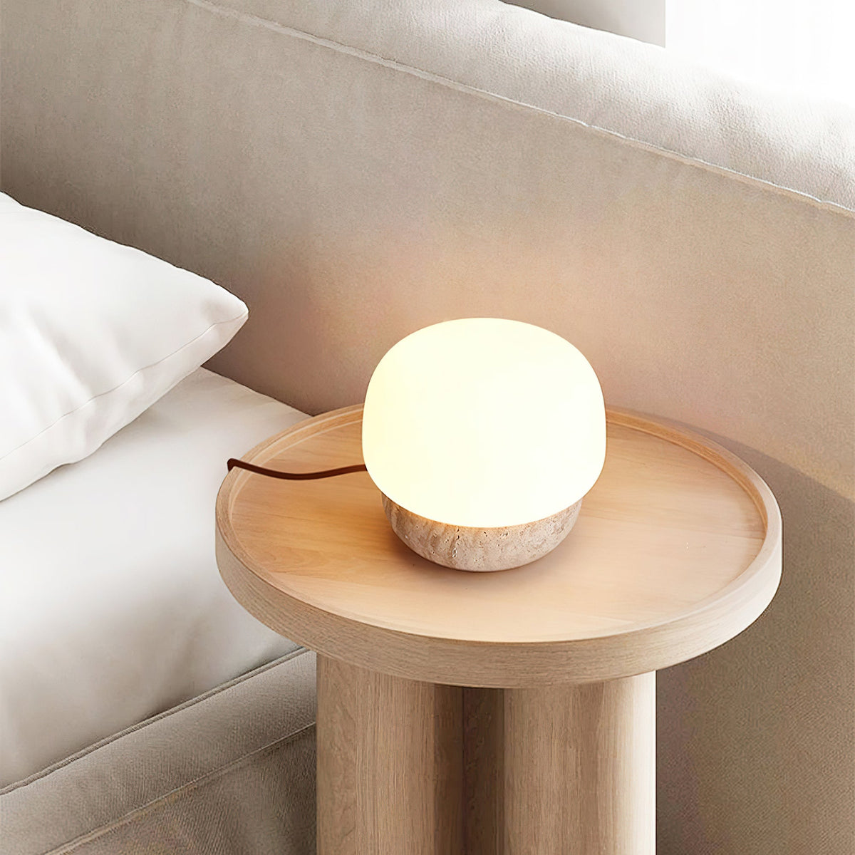 Eldoreth Dome Base travertino lampada da tavolo
