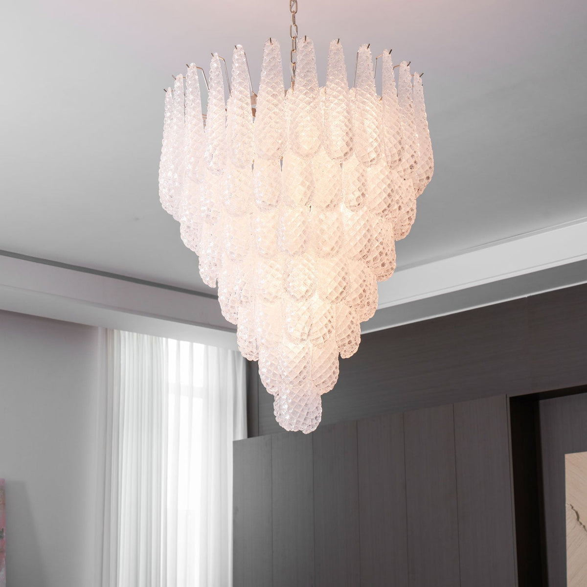 Lioralella lampadario Gocce Trasparenti vetro di Murano Cascata Diamante