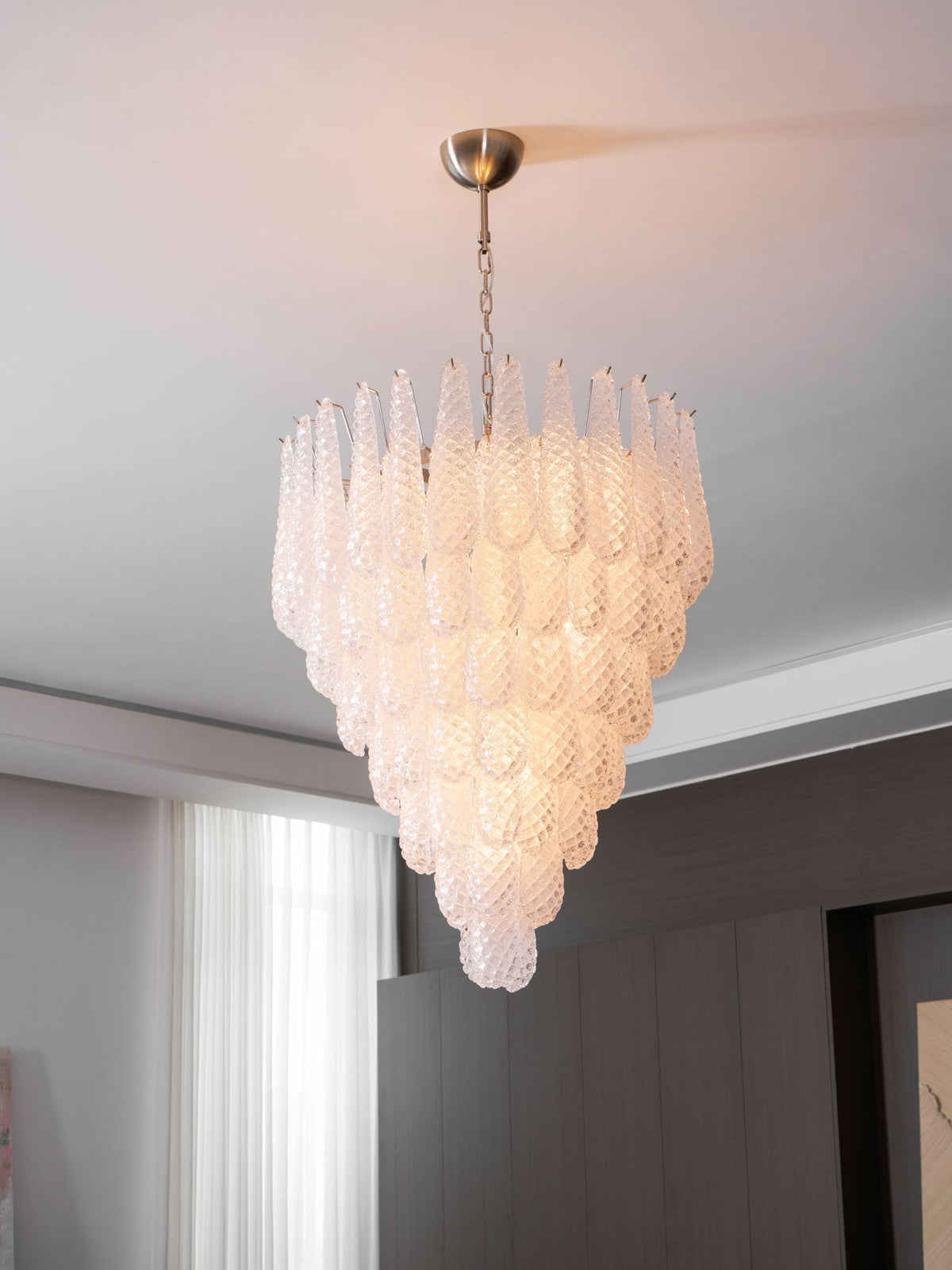 Lioralella lampadario Gocce Trasparenti vetro di Murano Cascata Diamante