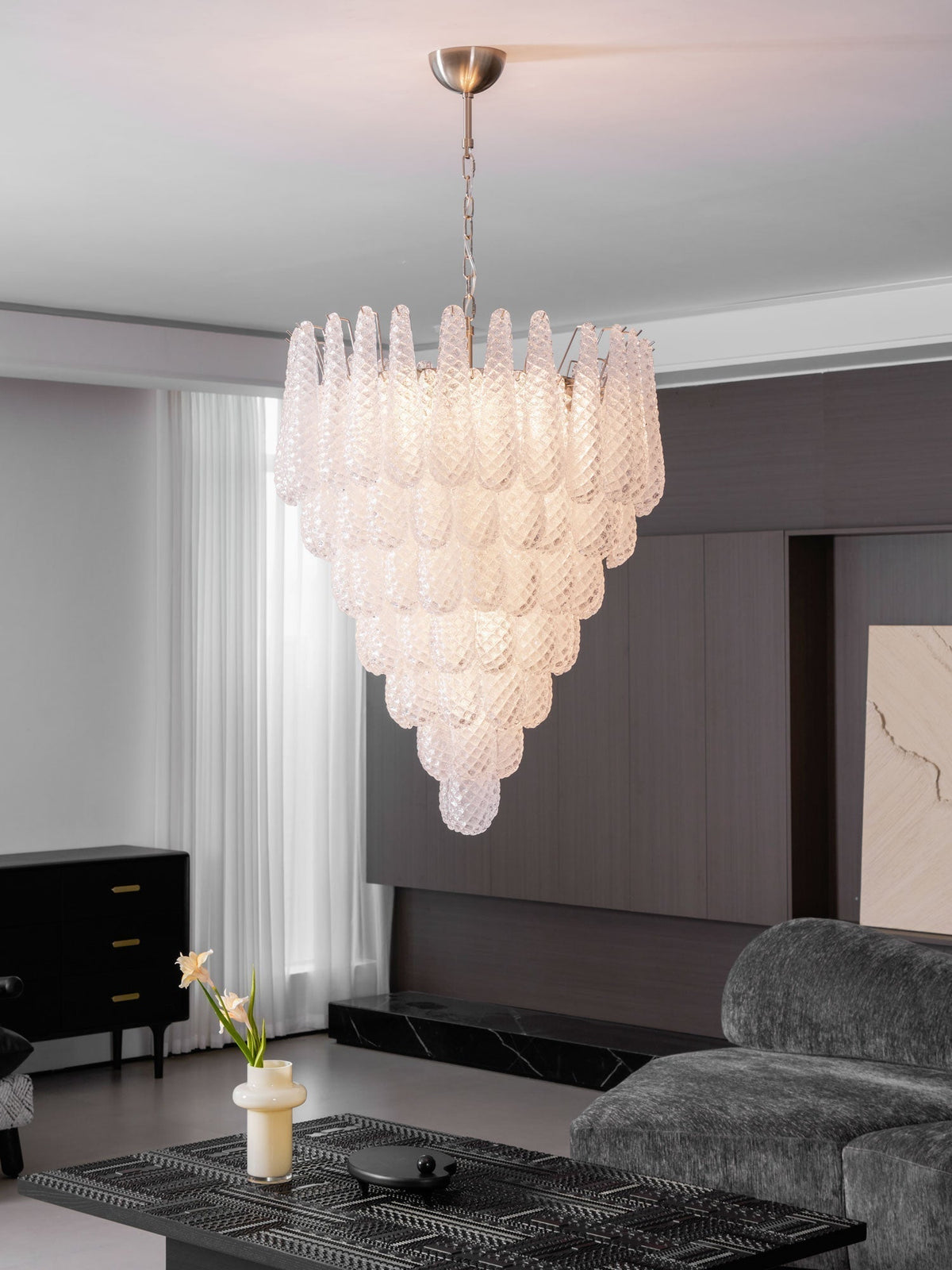Lioralella lampadario Gocce Trasparenti vetro di Murano Cascata Diamante
