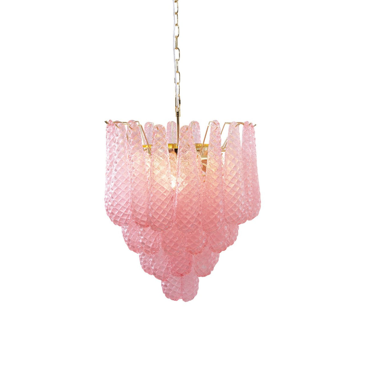 Veliena lampadario Gocce Rosa vetro Murano Motivo Diamante Cascata