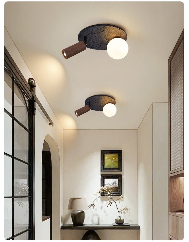 Qule lampada da soffitto flessibile in travertino nero