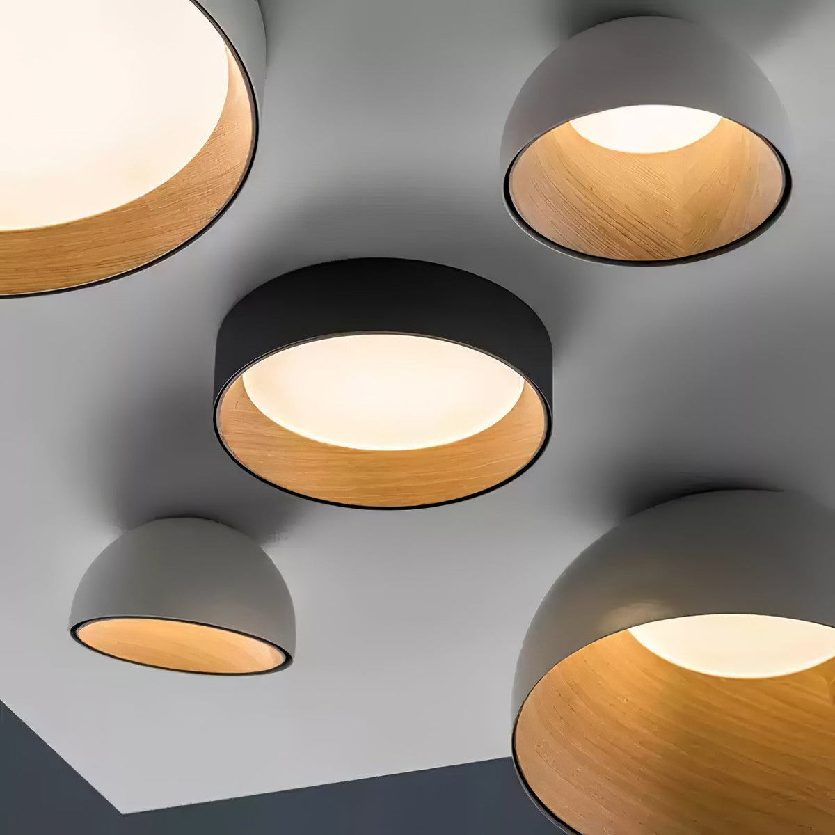 Coda lampada da soffitto a cupola in legno minimalista