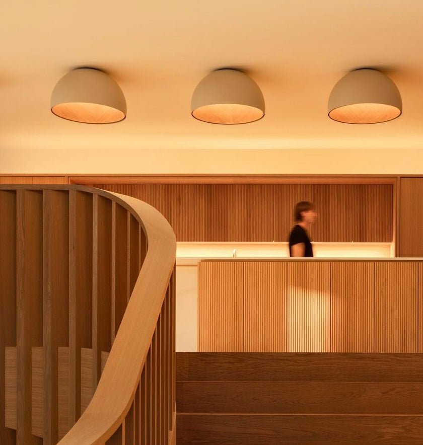 Coda lampada da soffitto a cupola in legno minimalista