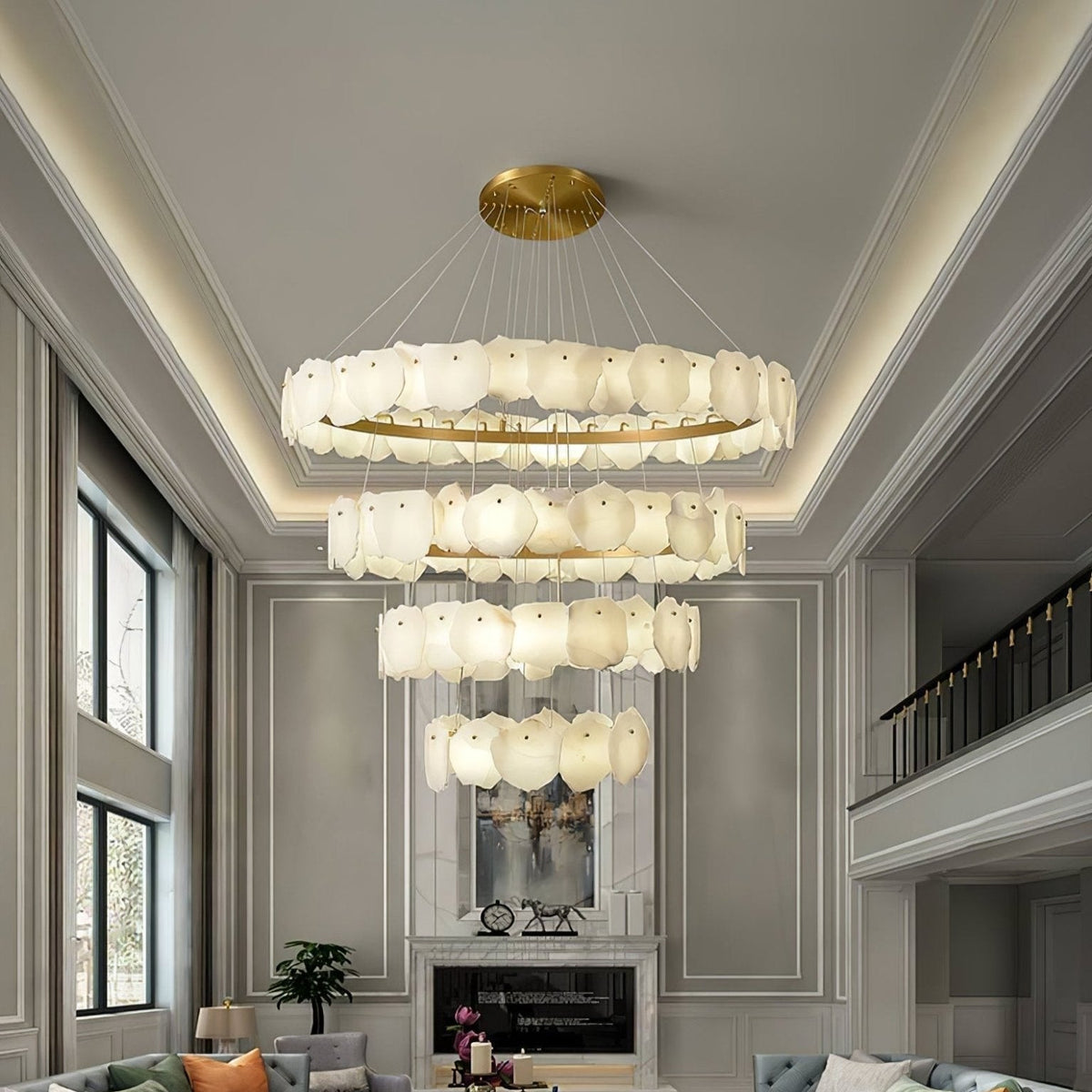 Albeine lampadario in alabastro di lusso