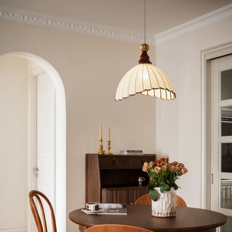 Earian lampada a sospensione elegante in legno e tessuto