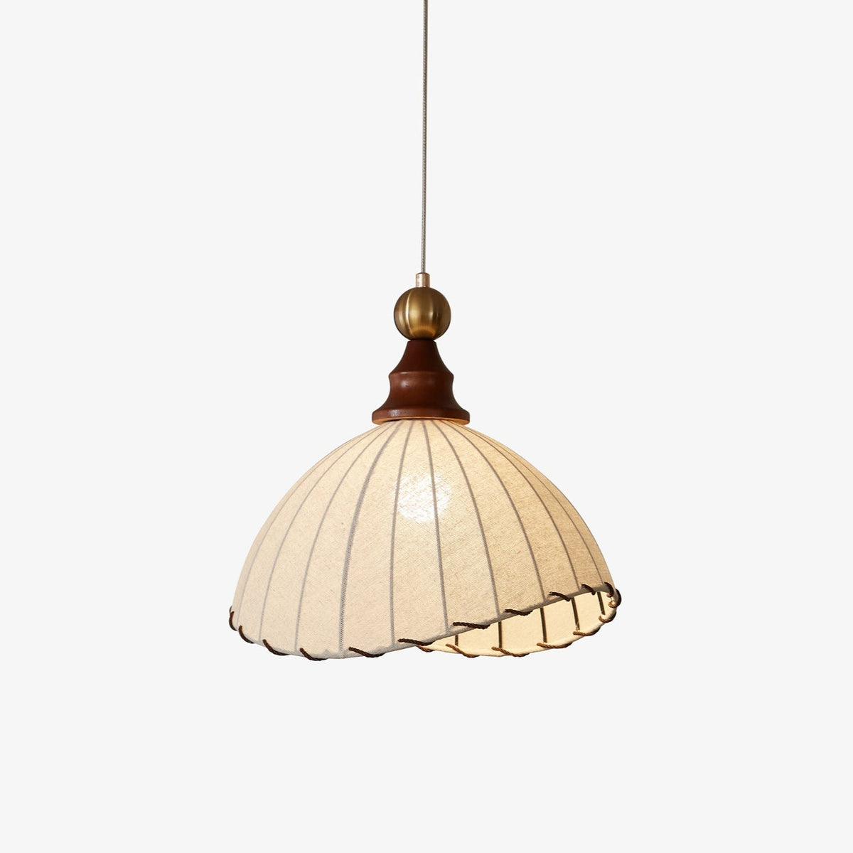 Earian lampada a sospensione elegante in legno e tessuto