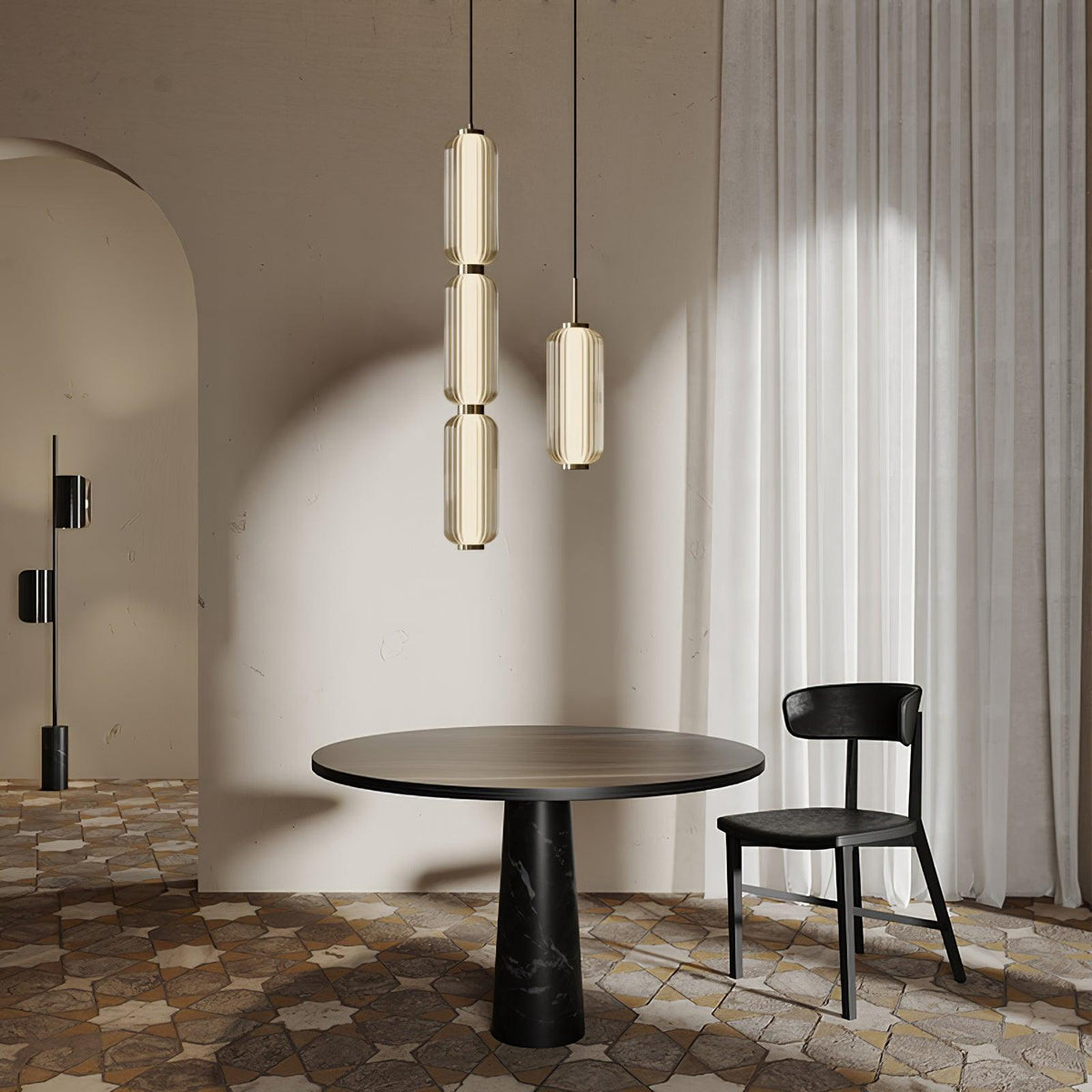 Cylindra lampada a sospensione in vetro moderna