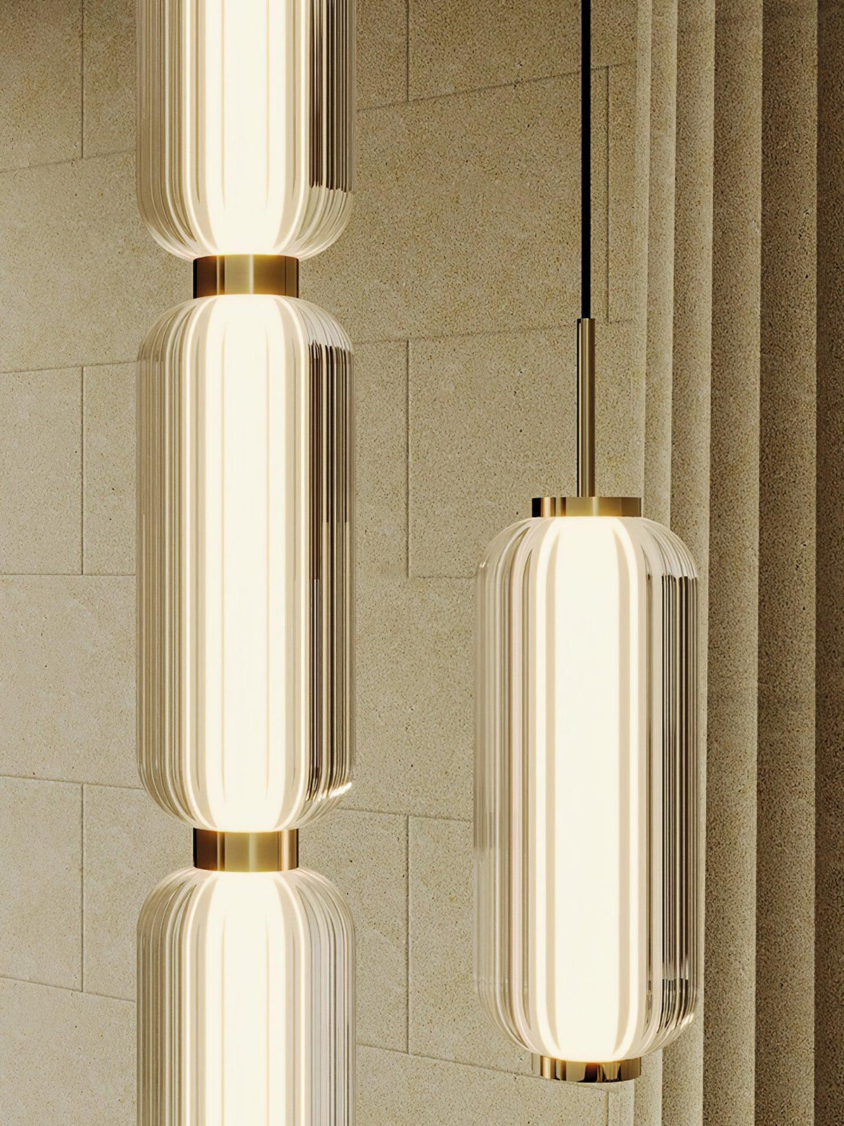 Cylindra lampada a sospensione in vetro moderna